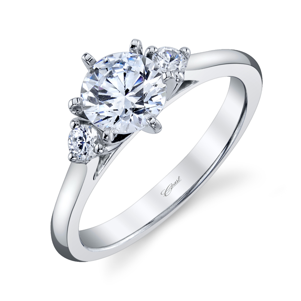 Coast Diamond 14 Karat White Gold Three Stone Engagement Ring