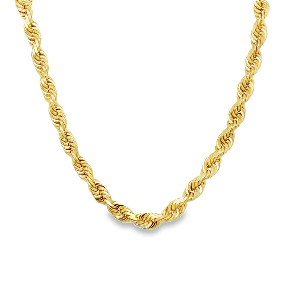 Yellow 14 Karat Diamond Cut 5.50mm Solid Rope Chain w/ Fancy Lobster C