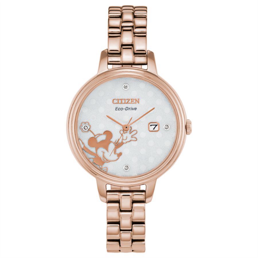 CITIZEN Ladies Disney Minnie Mouse Rose Tone Bracelet Watch