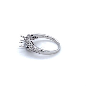 Lady's White 18 Karat Split Shank Halo Ring