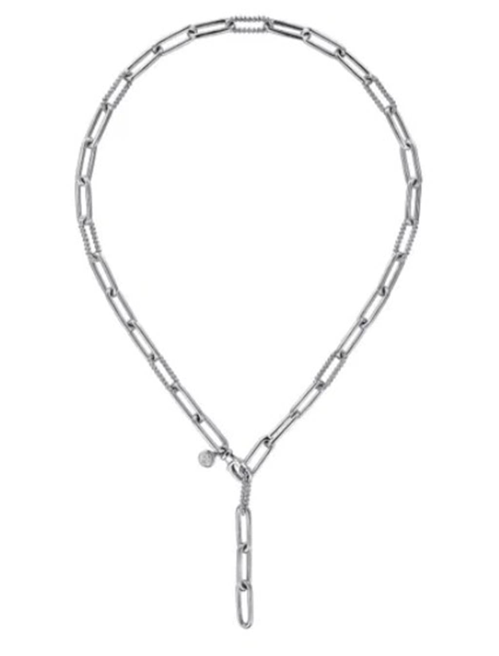 Lady's Sterling Silver Polished/Beaded Y Chain Silver Necklaces Length