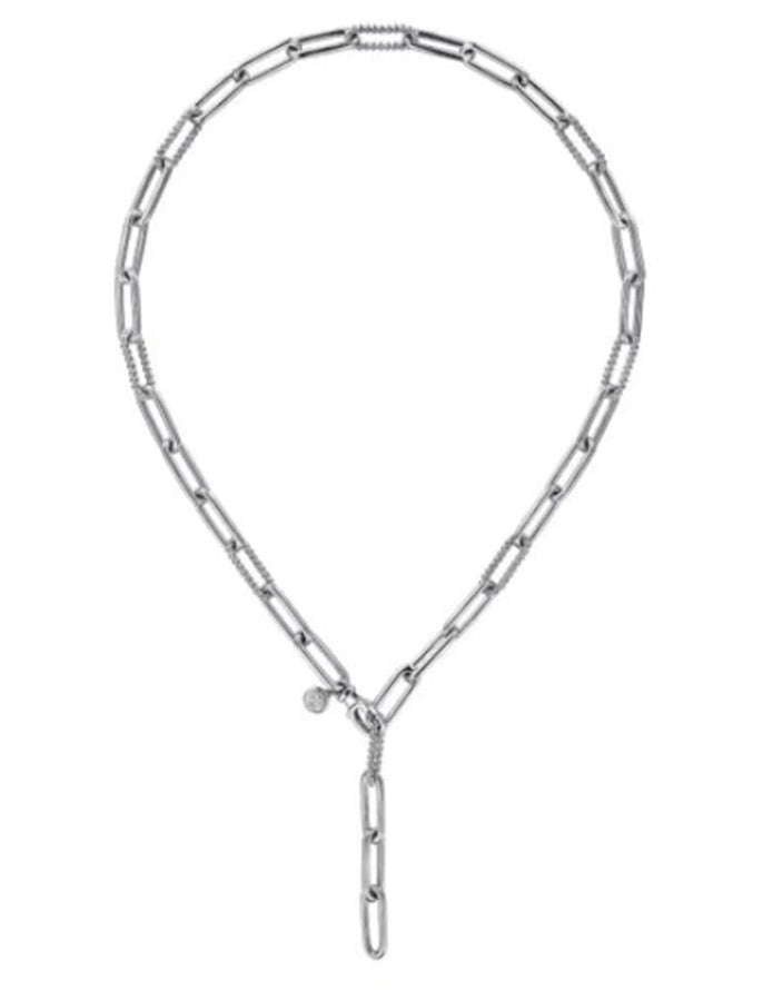 Lady's Sterling Silver Polished/Beaded Y Chain Silver Necklaces Length