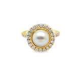 Sloane Street Pearl and Diamond Halo Ring