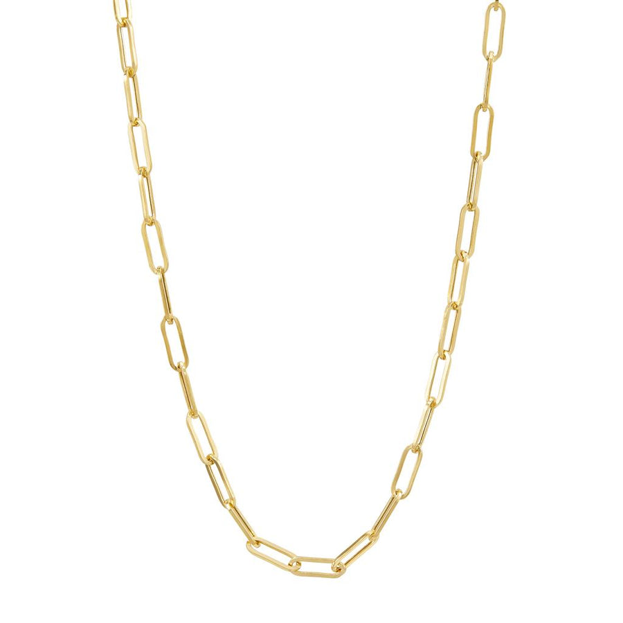 Yellow 14 Karat 3.15mm Paperclip Gold Necklaces Length 20 Designer: Ar
