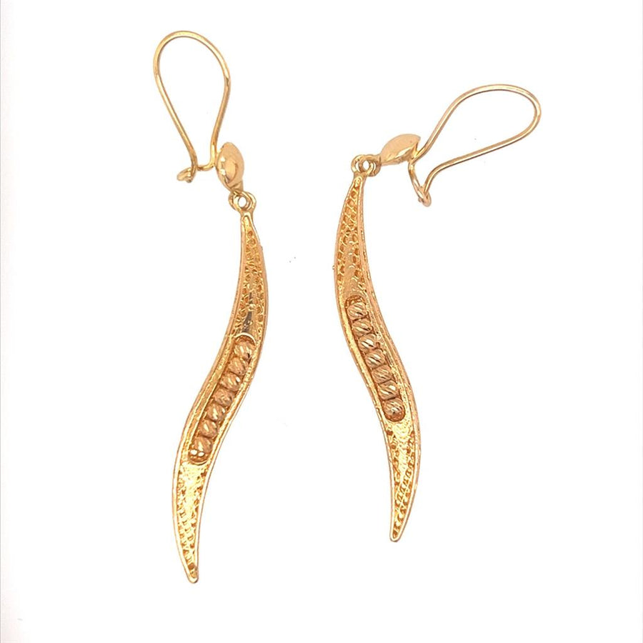 Estate Leverback S Shaped Dangle Earrings