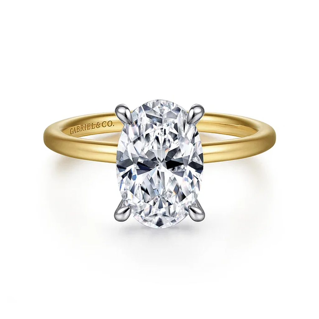 Gabriel & Co. Two Tone Oval Hidden Halo Diamond Ring Mounting