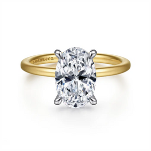 Gabriel & Co. Two Tone Oval Hidden Halo Diamond Ring Mounting