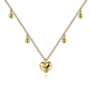 Gabriel & Co. Fashion 14K Yellow Gold Bujukan Station Necklace with Heart Drop