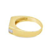 18 Karat Yellow Asscher Cut Gents Channel Set Diamond Band Estate Jewe