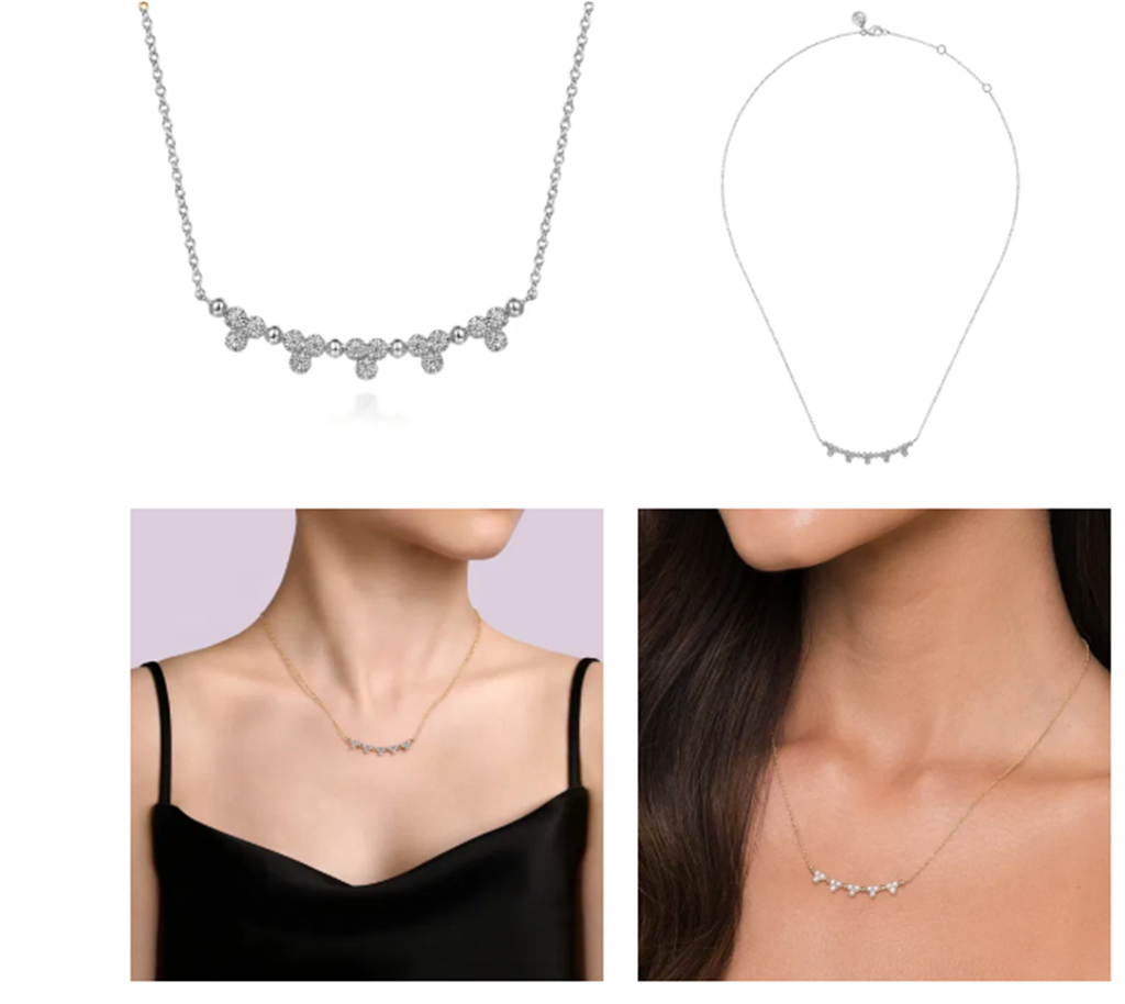 Lady's White 14 Karat Bujukan Trio Bar Necklace Length 17.5 15 = 0.28t