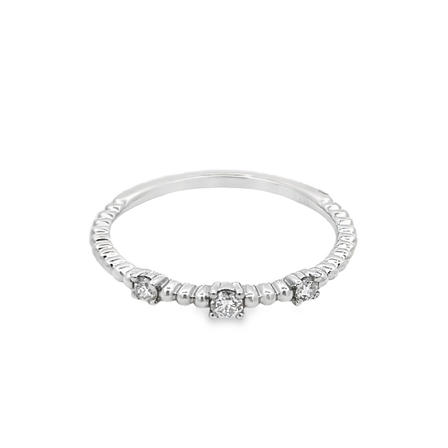 Nelson Beaded Three Stone Diamond Wedding Band