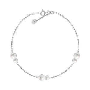Lady's White 18 Karat Double Pearl Adjustable Station Bracelet