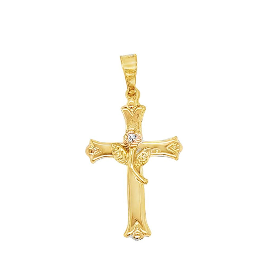Yellow/Rose 10 Karat 35.50X17.23mm Yellow/Rose Diamond Rose Cross Pend