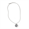 John Hardy Classic Chain Hammered Silver Pendant on 2mm Mini Rolo Chain Necklace with Blue Sapphire