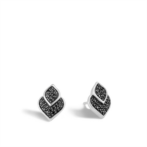 John Hardy Legends Naga Silver Stud Earrings with Treated Black Sapphire and Black Spinel
