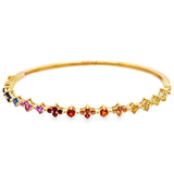 Yellow 14 Karat Bangle Bracelet = 1.72TWT Round Sapphires