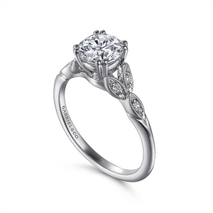 Gabriel & Co. Celia - Vintage Inspired Platinum Round Split Shank Diamond Engagement Ring Mounting