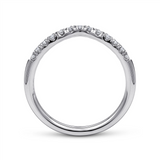 Gabriel & Co. Chambery - Curved 14K White Gold French Pave Diamond Wedding Band - 0.23 ct