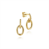 Lady's Yellow 14 Karat Beaded Oval Drop Earrings Earrings Designer: Ga