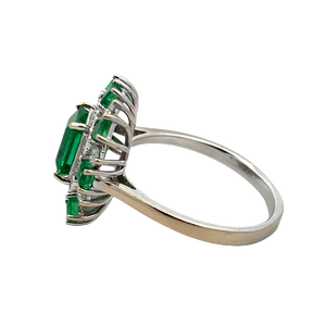 Emerald & Diamond Antique Style Halo Ring