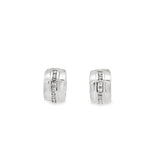 White 14 Karat 8X13.25mm Round Diamond Channel Huggie Earrings Inside