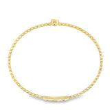 Yellow 14 Karat Bezel Solitaire Beaded Bangle Bracelet Length 6.75 one