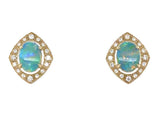 Lady's Yellow 14 Karat Marquise Halo Stud Earrings With 2 = 0.91Twt Ov