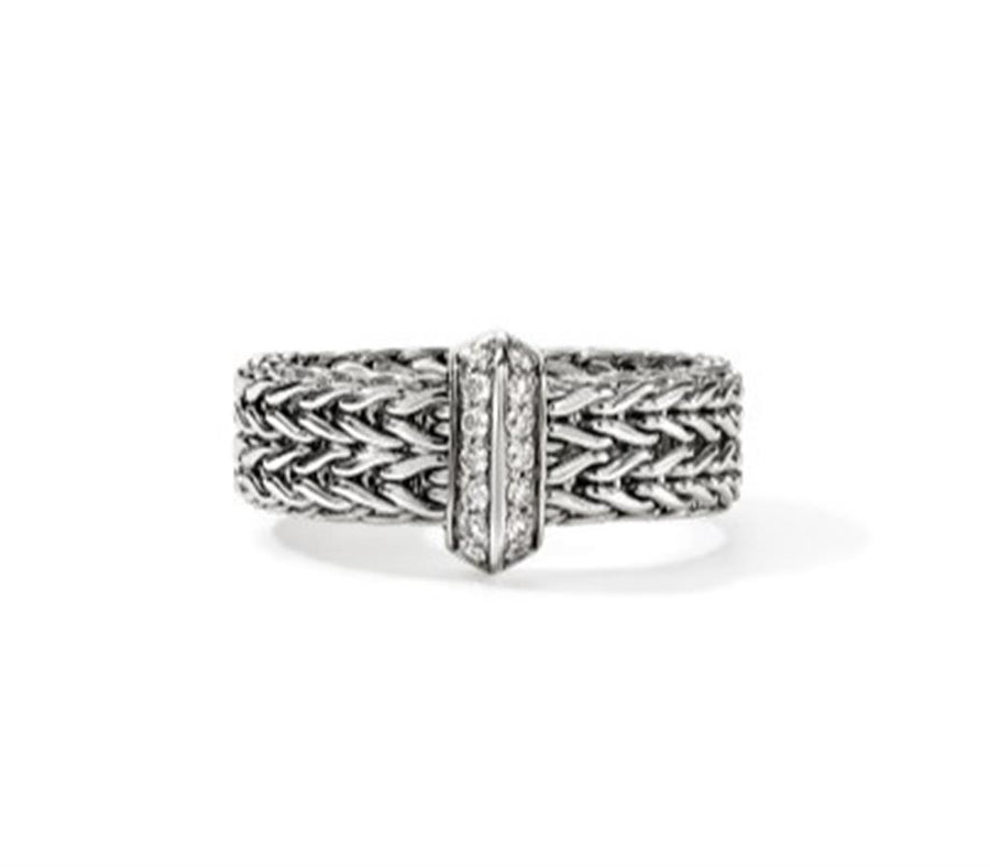 John Hardy Icon Link Diamond Bar Ring