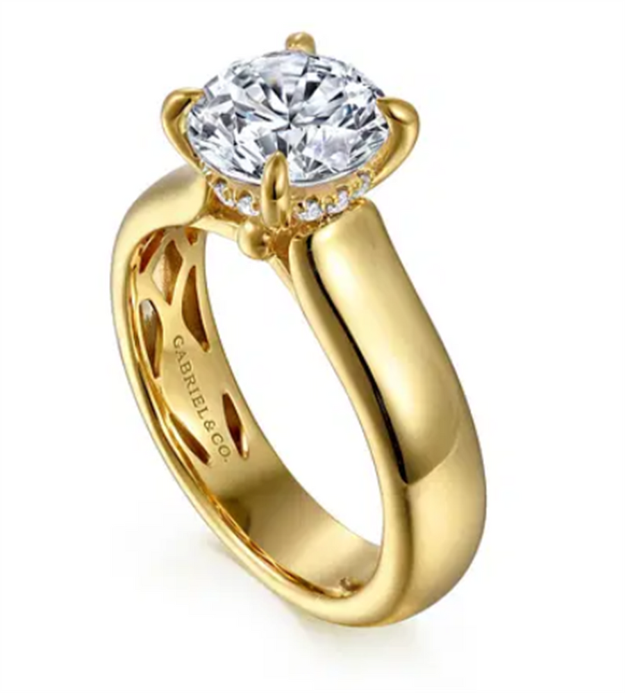 Lady's Yellow 14 Karat 4.5mm Bujukan Claw Prong Cathedral Ring Size 6.