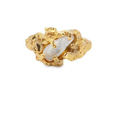 Yellow 14 Karat Tennessee Pearl Nugget Estate Jewelry Size 6.75 With O