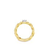 Yellow 18 Karat Versace Medusa Chain Ring With Diamond Estate Jewelry