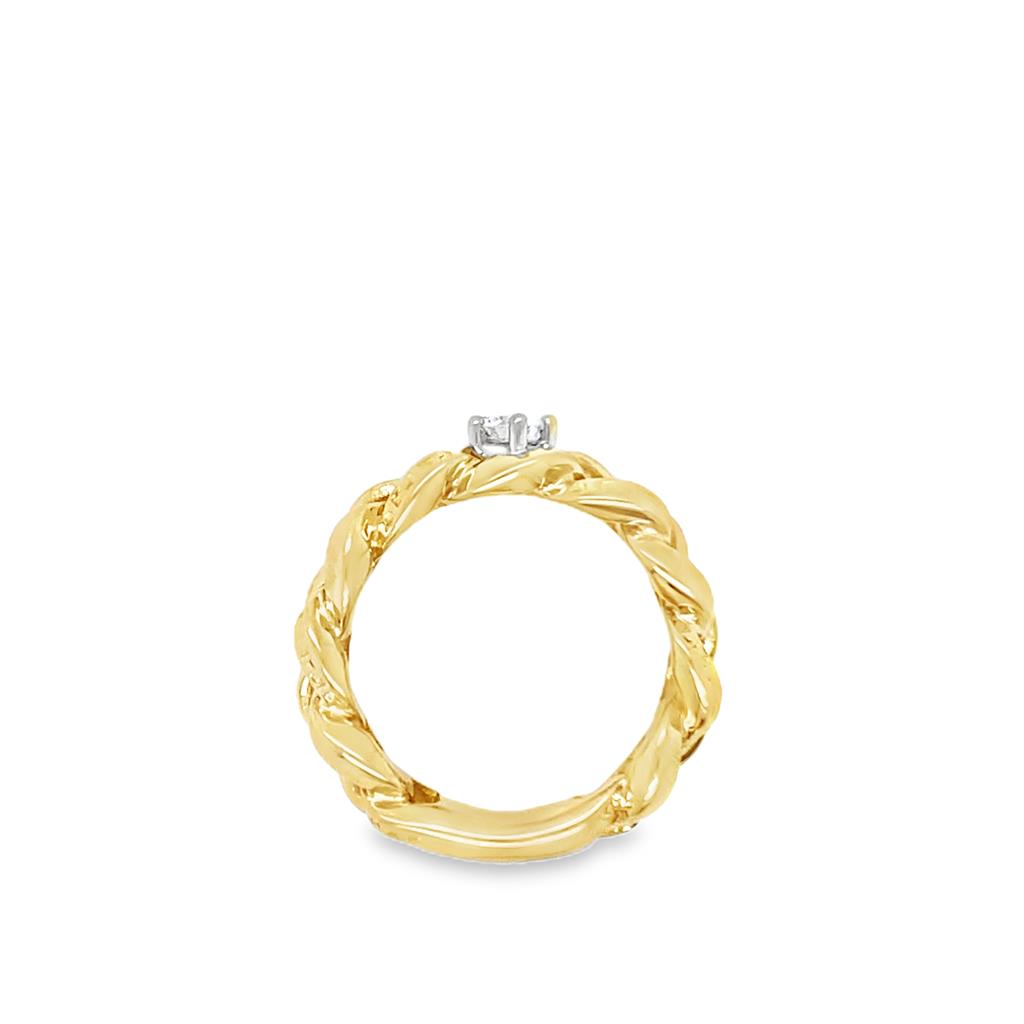 Yellow 18 Karat Versace Medusa Chain Ring With Diamond Estate Jewelry