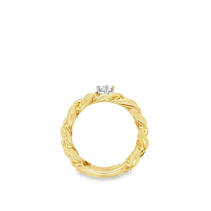 Yellow 18 Karat Versace Medusa Chain Ring With Diamond Estate Jewelry