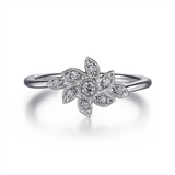 Gabriel & Co. Fashion 14K White Gold Floral Diamond Ring