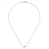 Gabriel & Co. Fashion 14K White Gold Sideways Curved Diamond Cross Necklace
