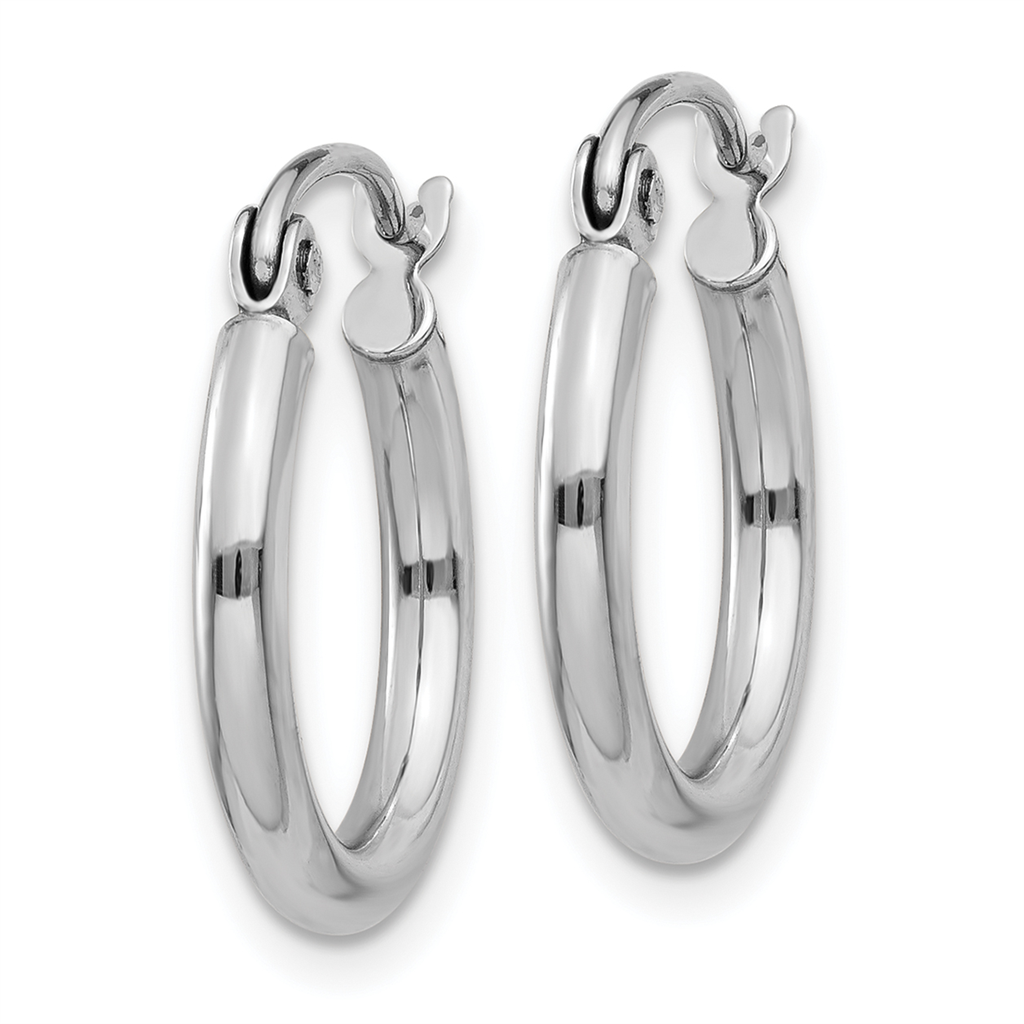 Quality Gold 14k White Gold Polished 2x15mm Lightweight Tube Hoop Earrings