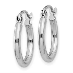 Quality Gold 14k White Gold Polished 2x15mm Lightweight Tube Hoop Earrings