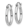 14k White Gold Polished 2x15mm Lightweight Tube Hoop Earrings