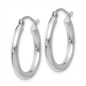 Quality Gold 14K White Gold Polished 2.5mm Lightweight Tube Hoop Earrings