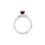 Estate Checkerboard Cut Rubellite Tourmaline & Diamond Ring