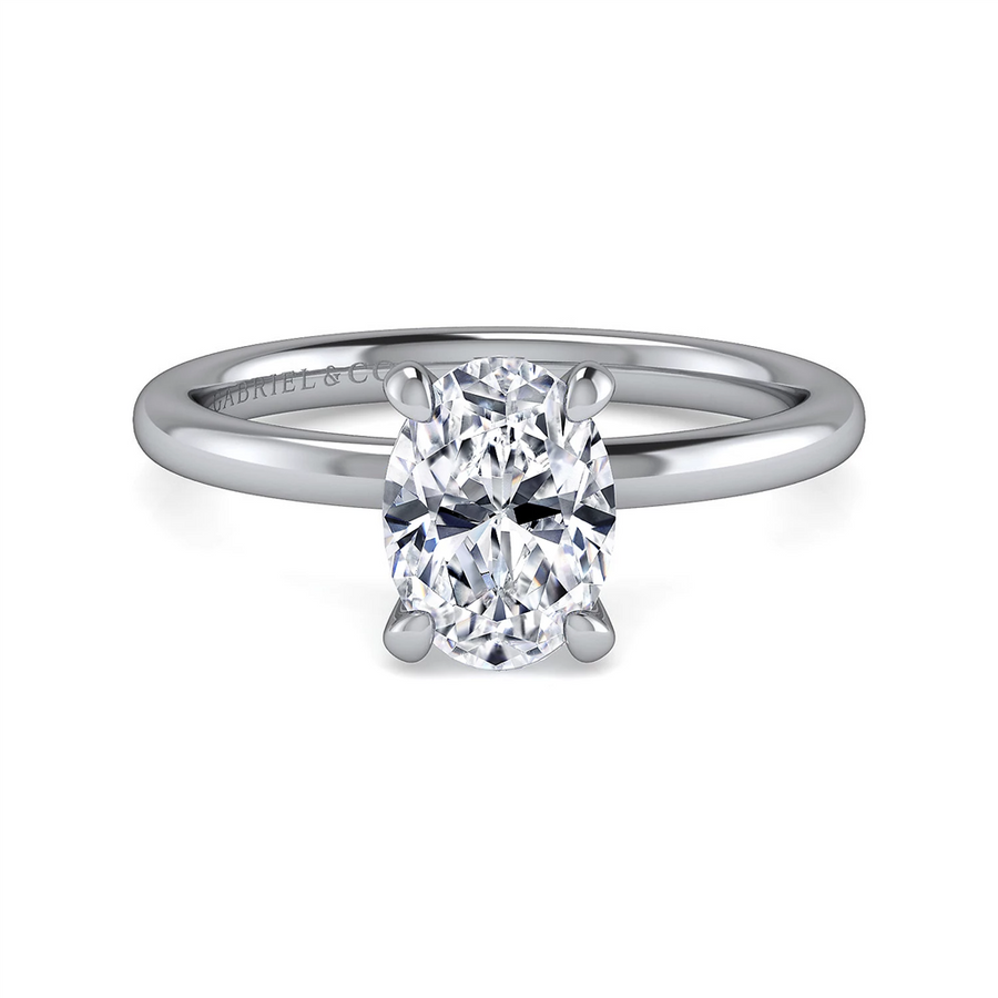 Gabriel & Co. Cari - 14K White Gold Hidden Halo Oval Diamond Engagement Ring Mounting