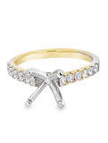 Lady's Two-Tone 14 Karat 4-Prong Straight Semi-Mount Ring Size 6.5 Wit