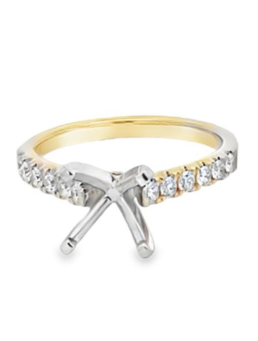 Lady's Two-Tone 14 Karat 4-Prong Straight Semi-Mount Ring Size 6.5 Wit