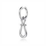 Lady's White Sterling Silver Huggie Drop Stirrup Earrings Earrings 28