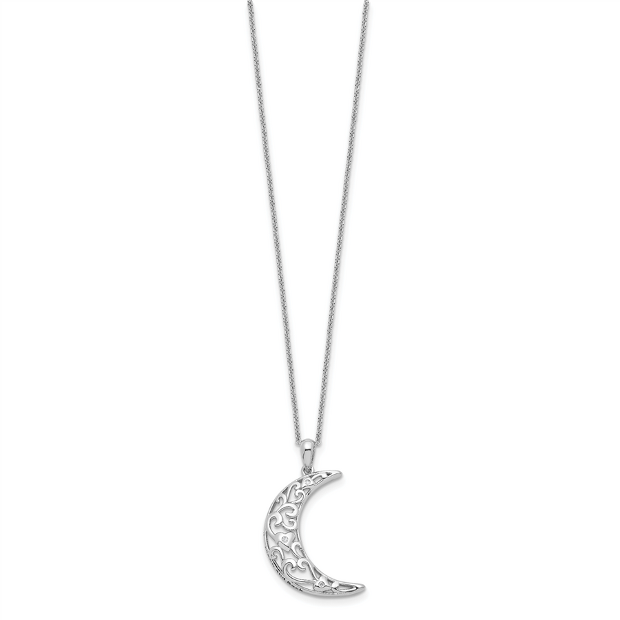 Sterling Silver "I Love You to The Moon and Back" Antiqued Moon Necklace