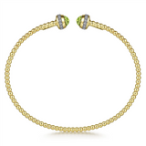 Gabriel & Co. Fashion 14K Yellow Gold Diamond and Peridot Bujukan Open Bangle