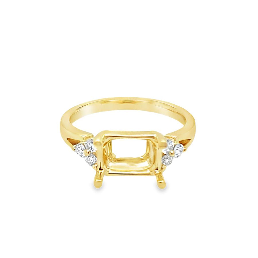 Lady's White 18 Karat Side Clusters Ring Size 6.5 6 = 0.17tw Round G/H
