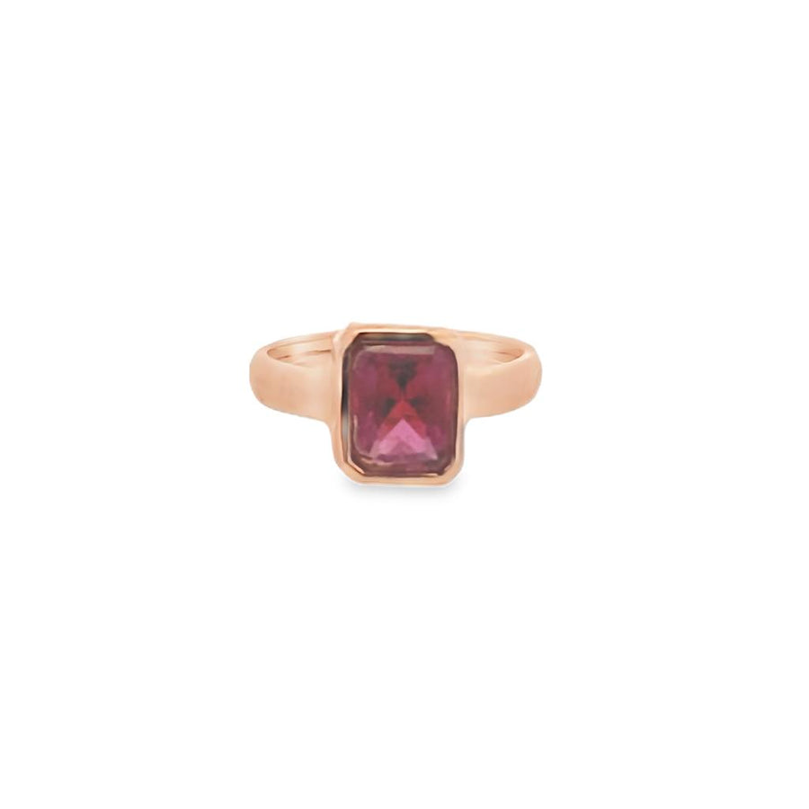 Radiant Cut Natural Pink Tourmaline Ring
