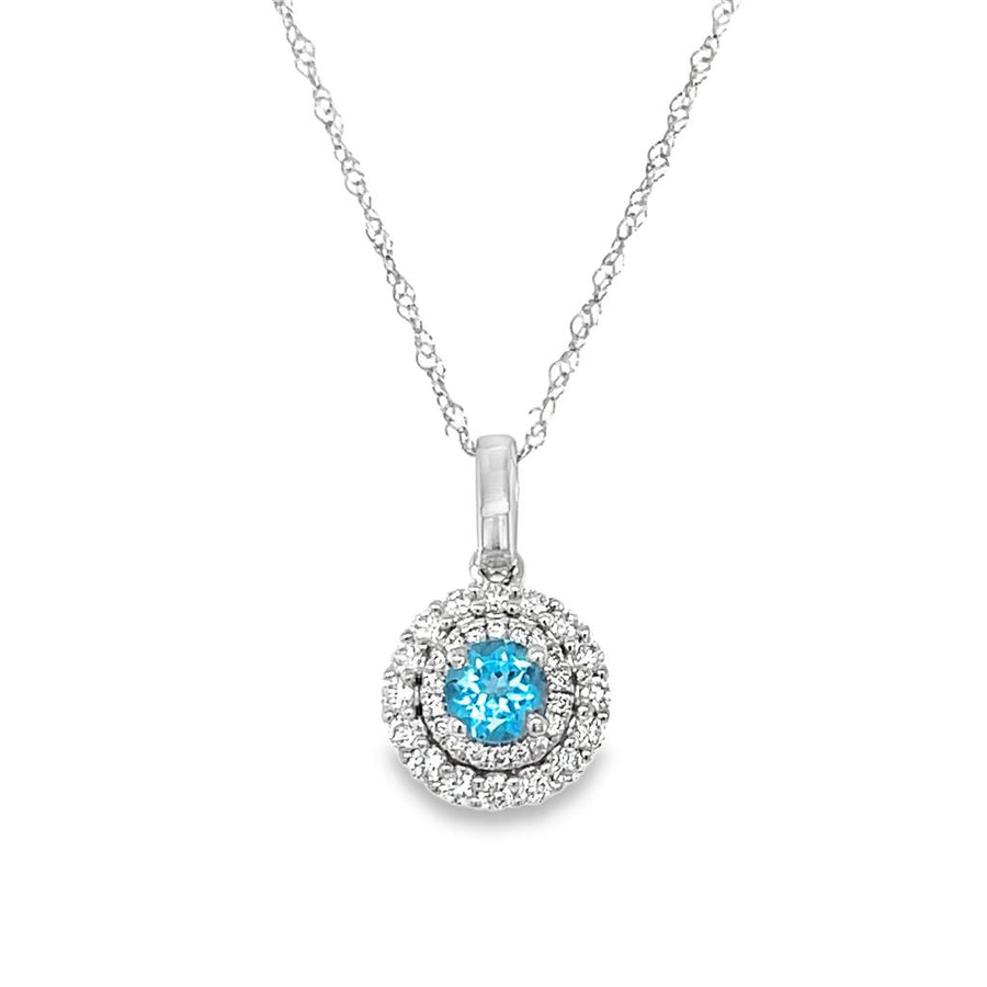 Lady's White 14 Karat Double Halo Pendant Necklace Length 18 one = 4.0