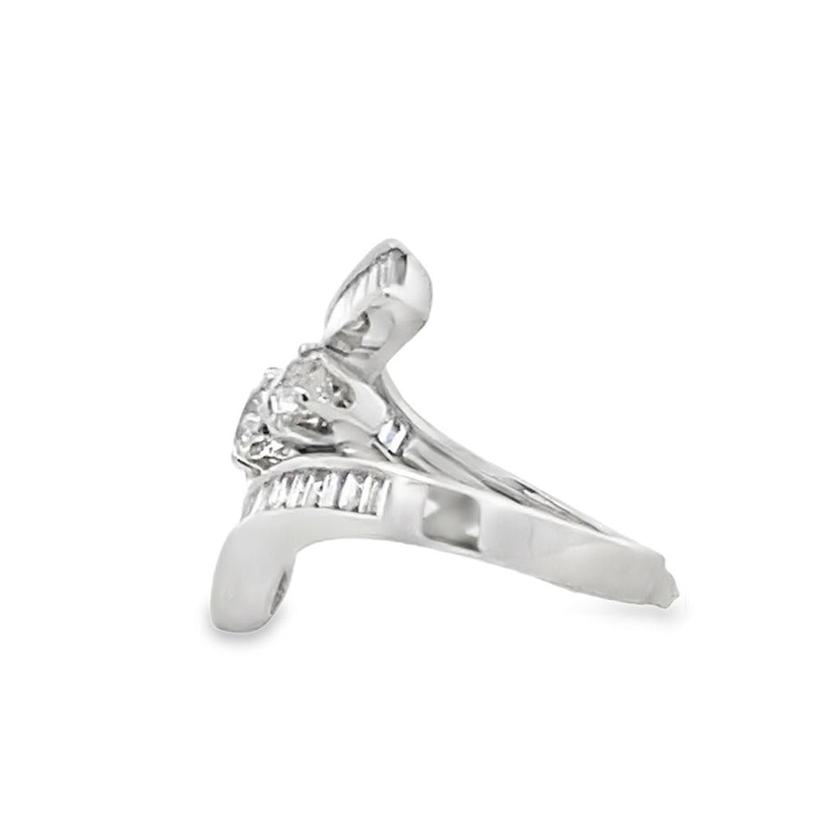 Baguette and Round Diamond Bypass Ring